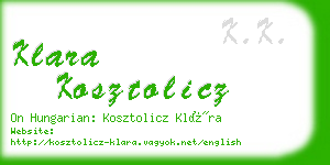 klara kosztolicz business card